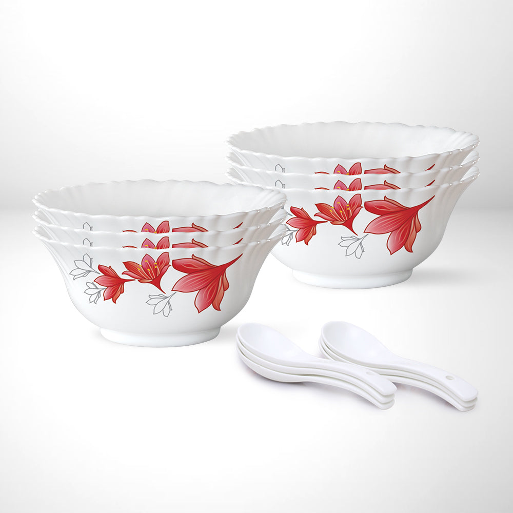 My Borosil Opalware Bowls & Katoris Serves 6 Larah by Borosil Ruby Soup Bowl Set