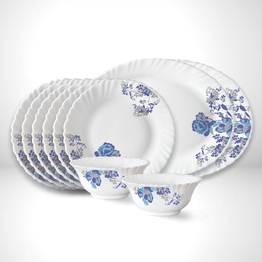 Larah by Borosil Blue Cascade Snack Set, 10 pc