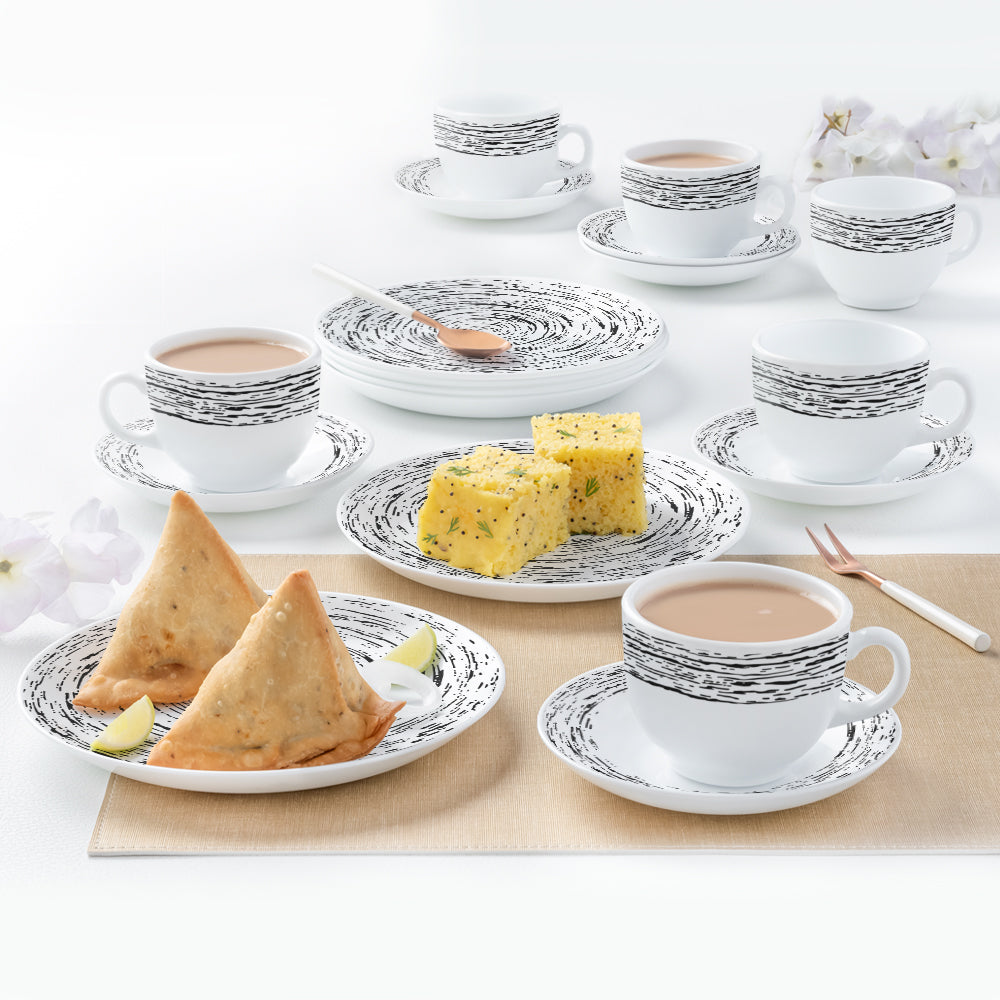 My Borosil Opalware Breakfast & Snack Sets 18 pc Set Larah by Borosil Milky Way Snack Set w Cups n Saucer