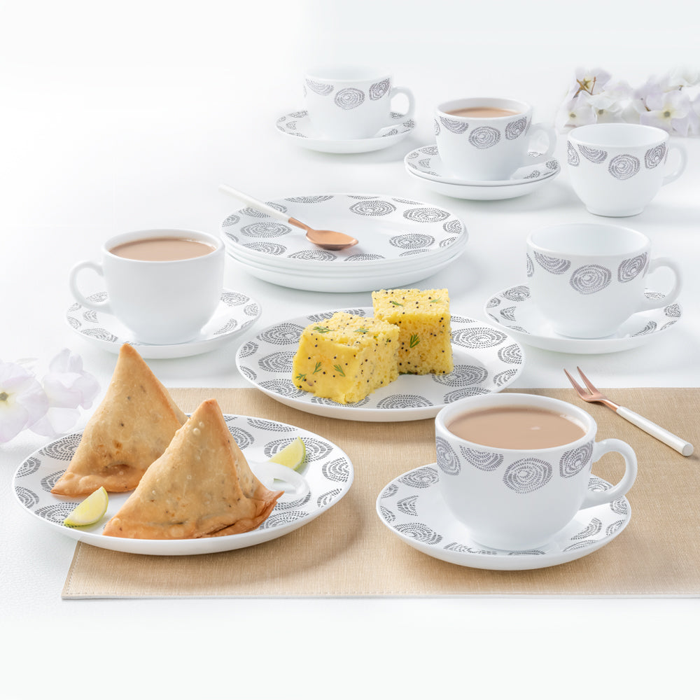 My Borosil Opalware Breakfast & Snack Sets 18 pc Set Larah by Borosil Moonbeam Snack Set w Cups n Saucer