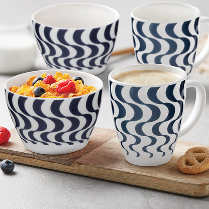 Larah by Borosil Waves Blue Breakfast Set, 4 pc