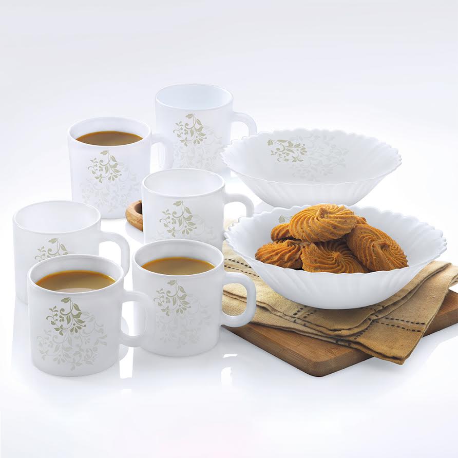 My Borosil Opalware Breakfast & Snack Sets 8 pc Set Larah by Borosil Ingot Snack Set w Mugs