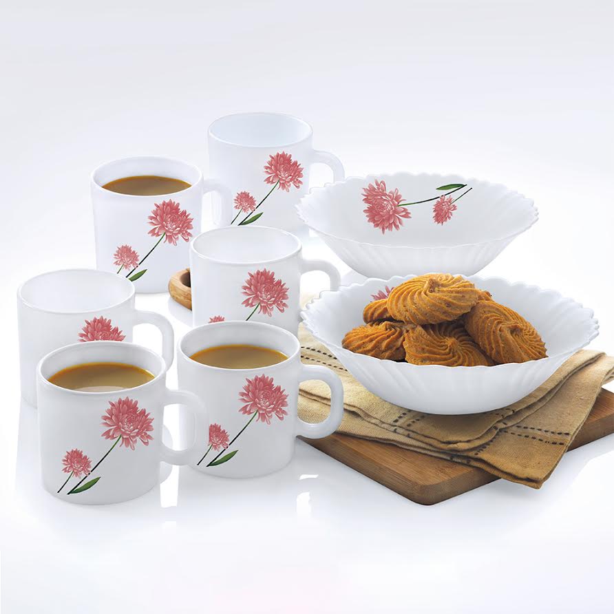 My Borosil Opalware Breakfast & Snack Sets 8 pc Set Larah by Borosil Nargis Snack Set w Mugs