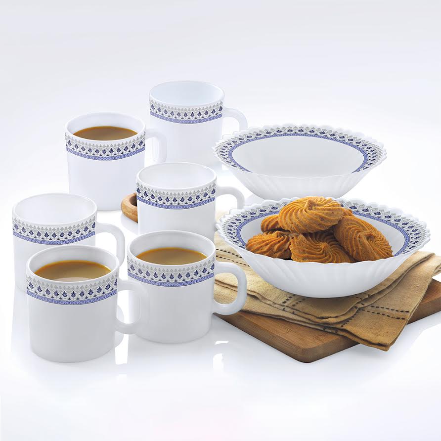 My Borosil Opalware Breakfast & Snack Sets 8 pc Set Larah by Borosil Ocean Snack Set w Mugs