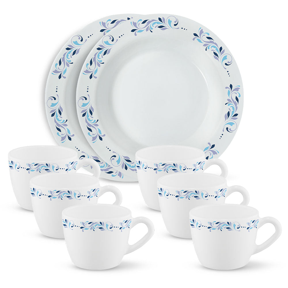 My Borosil Opalware Breakfast & Snack Sets 8 pc Set Skyleaf Snack Set w Cups