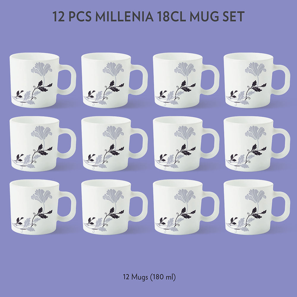 Larah by Borosil Millenia Mug Set, 180ml x 12