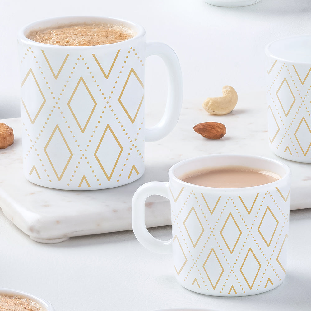 Larah by Borosil Angel Gold Mug Set, 8 pc