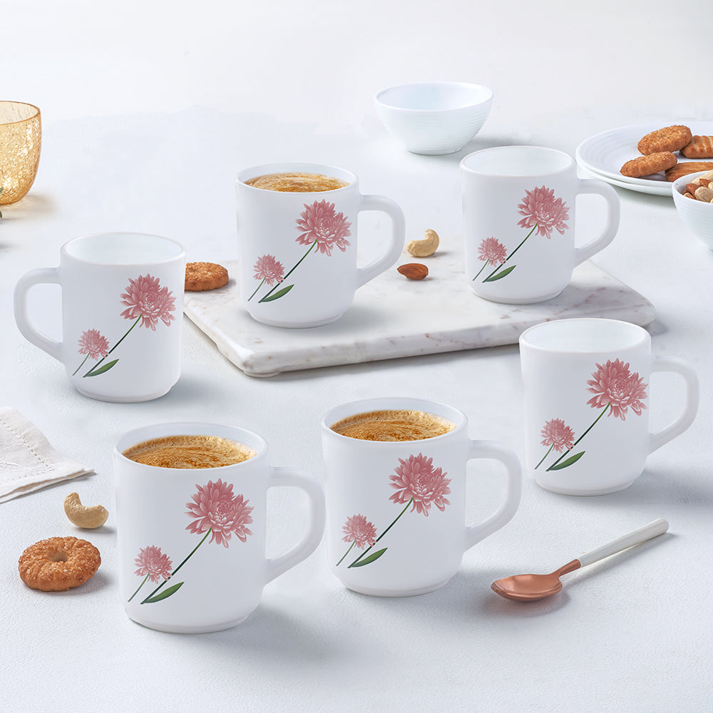 Larah by Borosil Nargis Mug Set, 320ml x 4