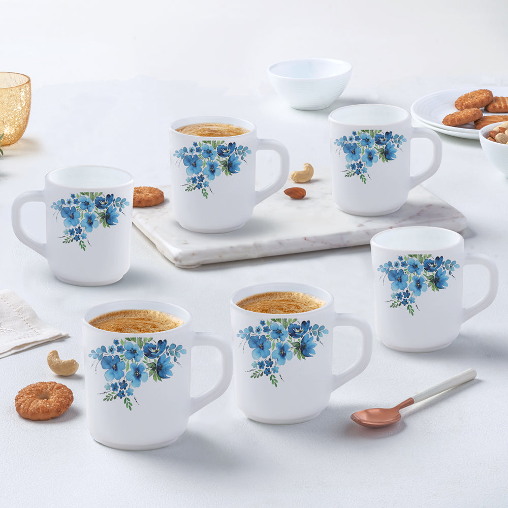 Larah by Borosil Pansy Mug Set, 240ml x 2