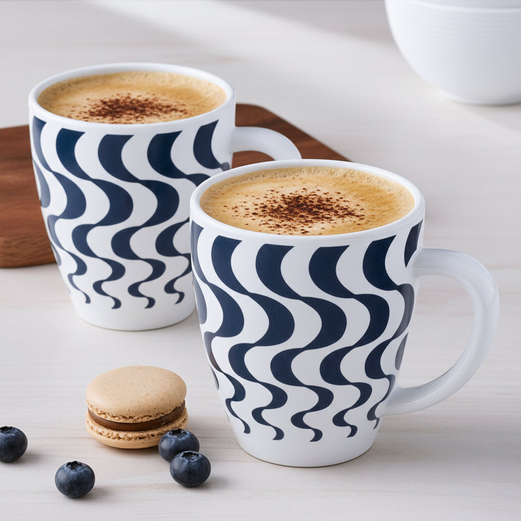 Larah Waves Mug Set, Blue