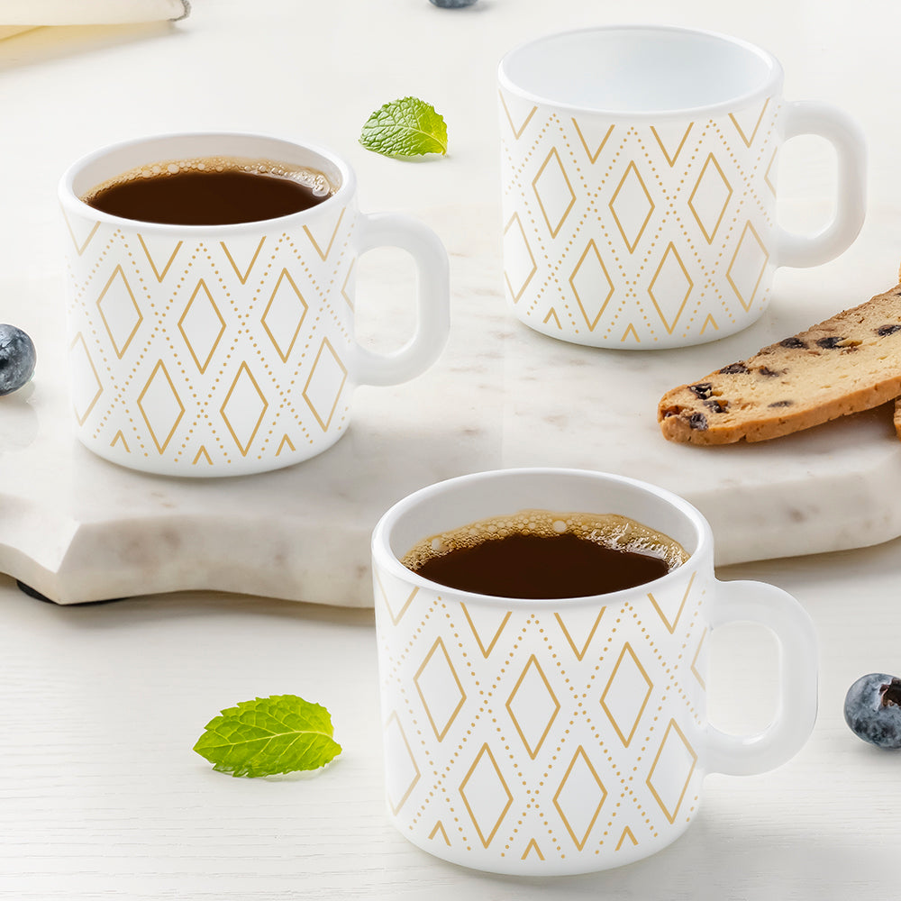 Larah by Borosil Angel Gold Mug Set, 8 pc