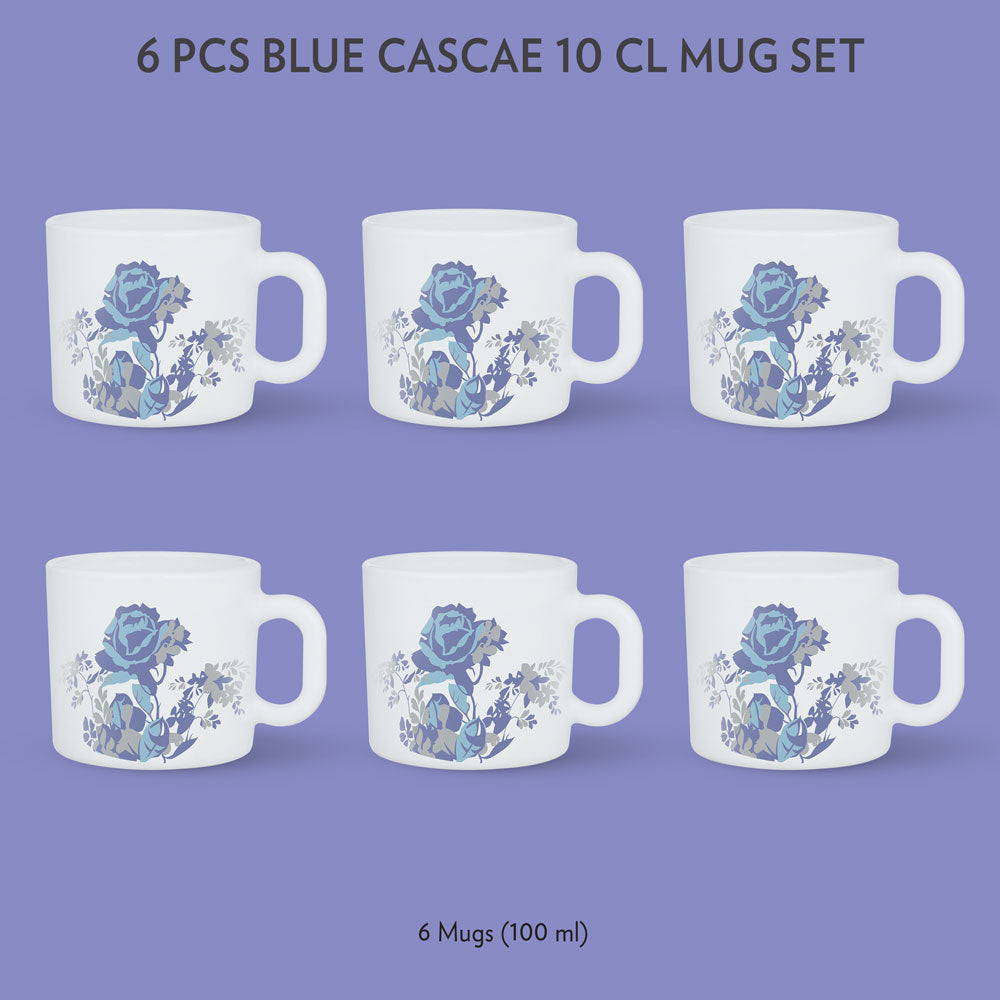 Larah by Borosil Blue Cascade Mug Set, 180ml x 6