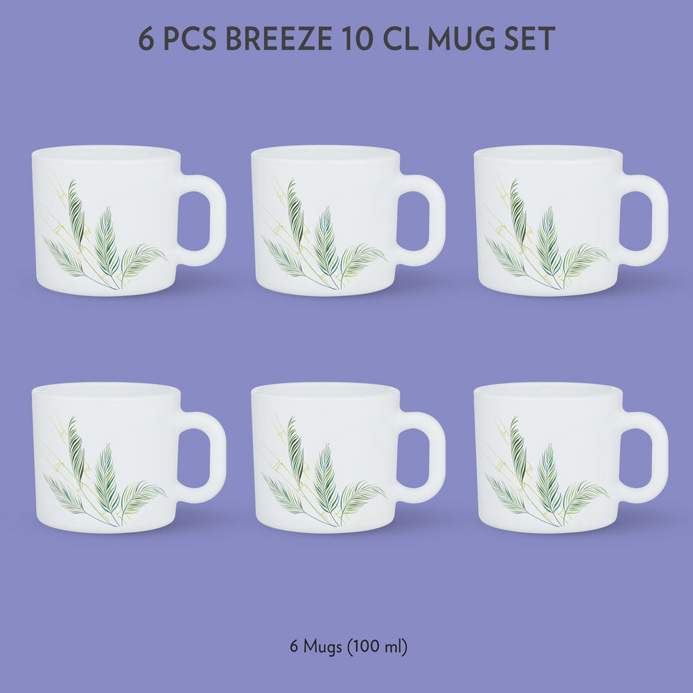 Larah by Borosil Breeze Mug Set, 180ml x 6