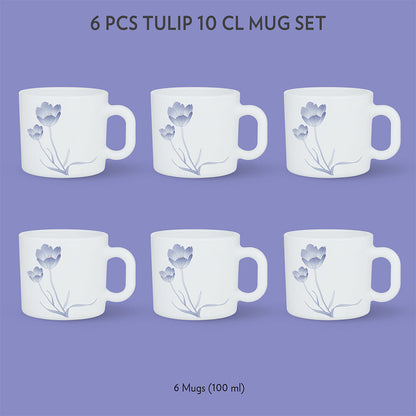 Larah by Borosil Tulip Mug Set, 180ml x 6