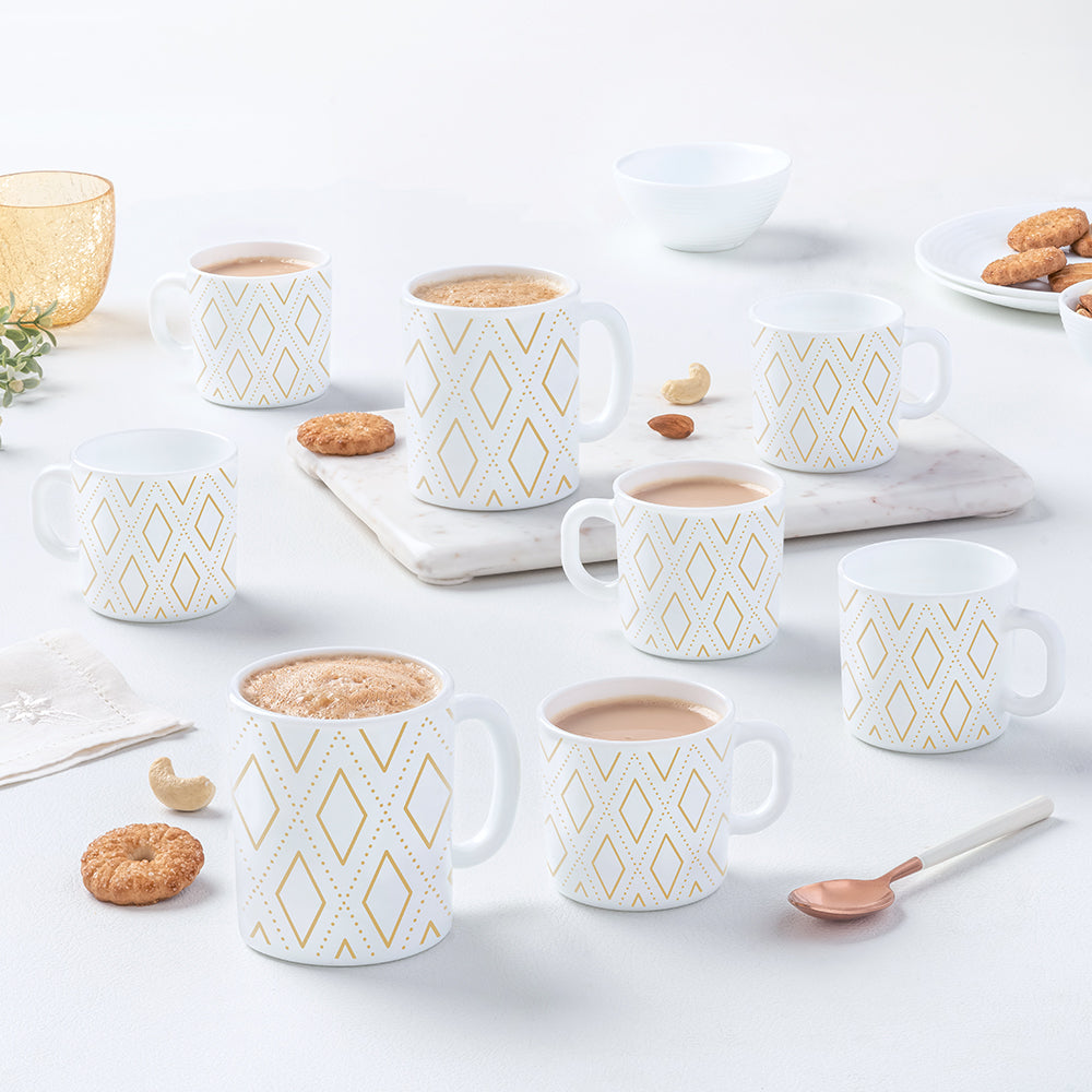 Larah by Borosil Angel Gold Mug Set, 8 pc
