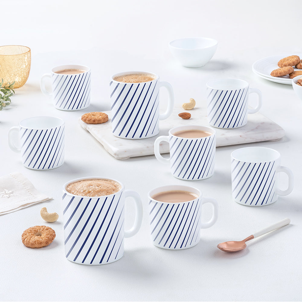 Larah by Borosil Indigo Ray Mug Set, 240ml x 2