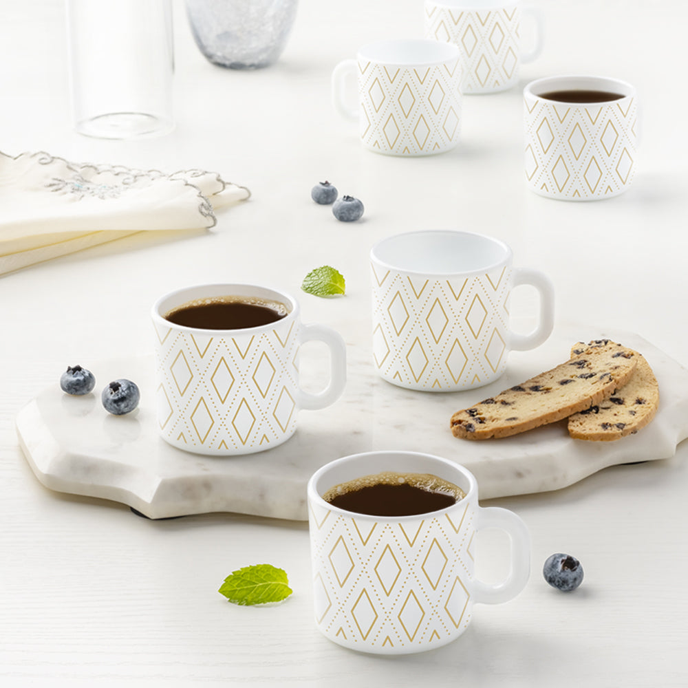 Larah by Borosil Angel Gold Mug Set, 8 pc