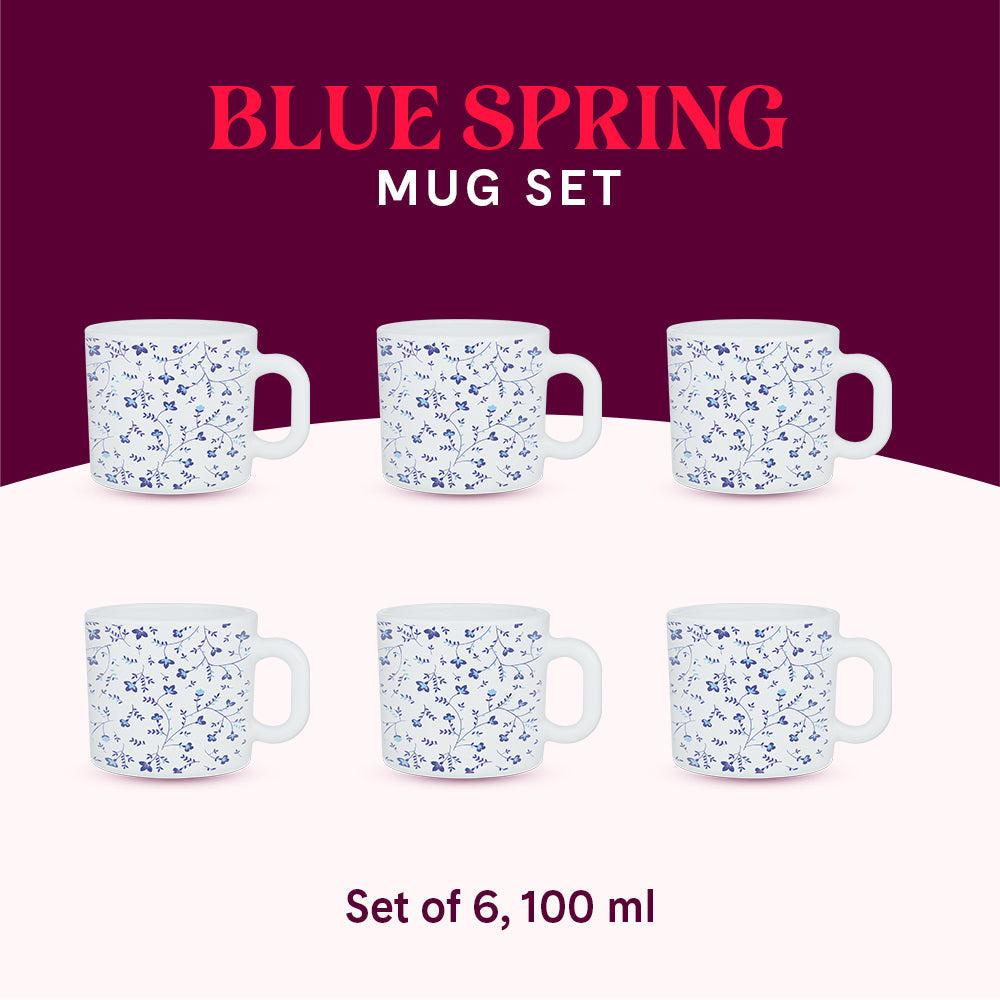 Larah by Borosil Blue Spring Mug Set, 240ml x 2