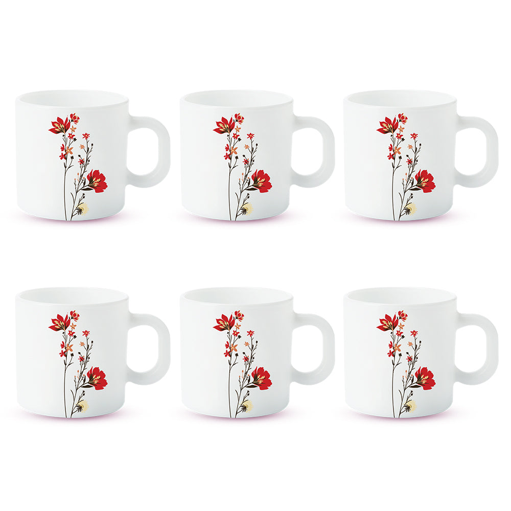 My Borosil Opalware Coffee Mugs & Travel Mugs Chrys Red Mug Set