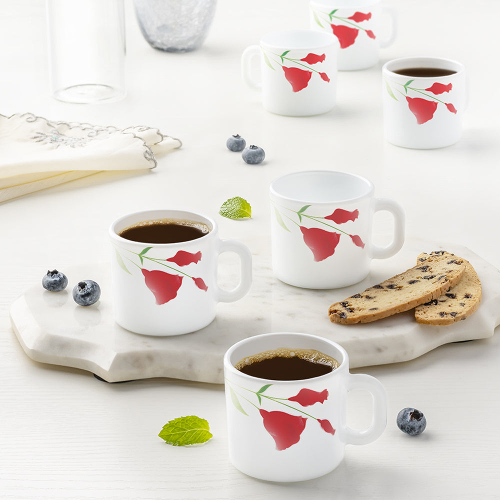 Larah by Borosil Diana Mug Set, 180ml x 12