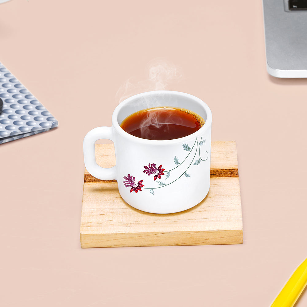 Larah by Borosil Flower Pot Mug Set, 180ml x 6