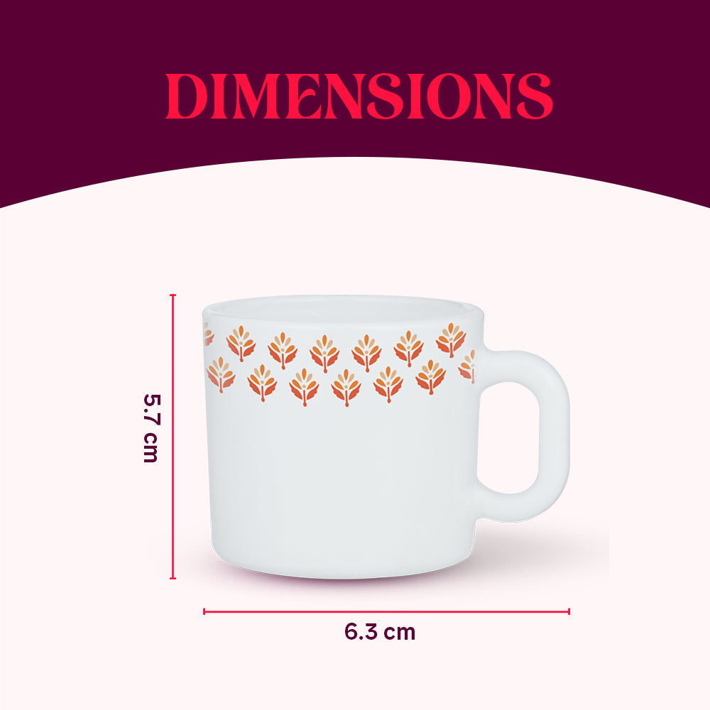 Larah by Borosil Gardenia Mug Set, 180ml x 6