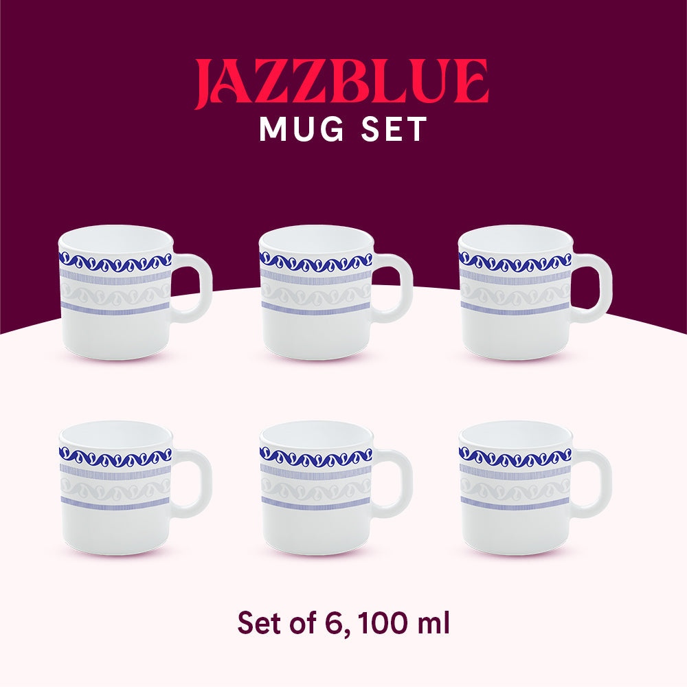 My Borosil Opalware Coffee Mugs & Travel Mugs Jazzblue Mug Set