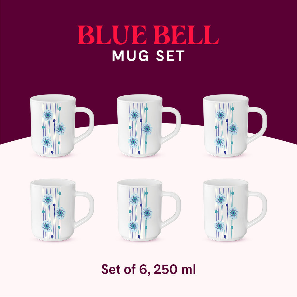 My Borosil Opalware Coffee Mugs & Travel Mugs Larah by Borosil Bluebell Mug Set