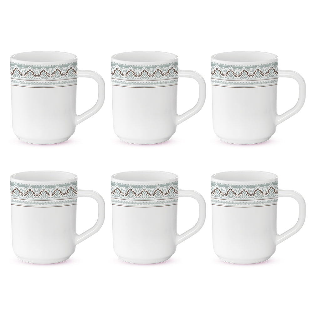 Larah by Borosil Classic Mug Set, 180ml x 6