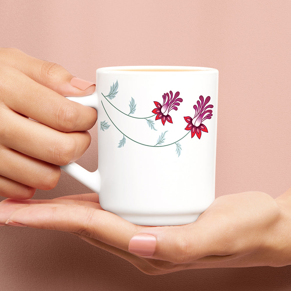Larah by Borosil Flower Pot Mug Set, 180ml x 6