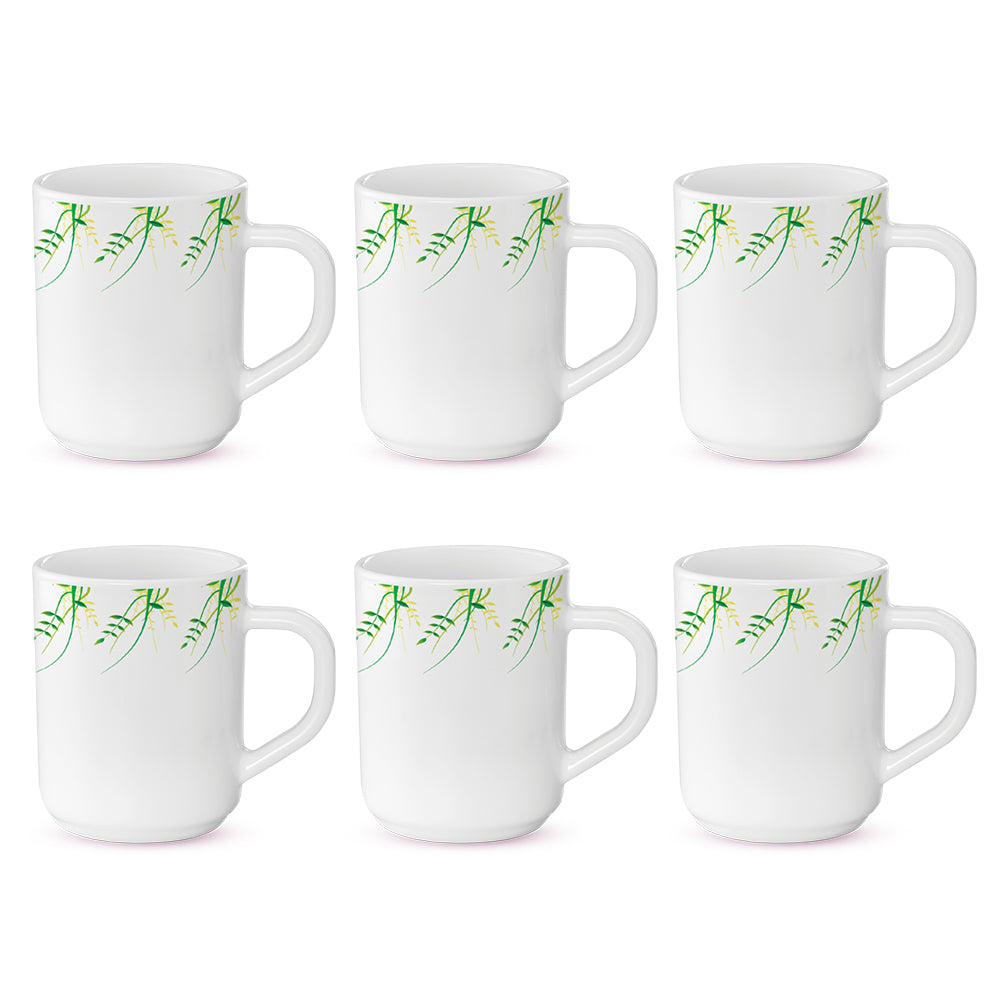 Larah by Borosil Green Herbs Mug Set, 100ml x 6