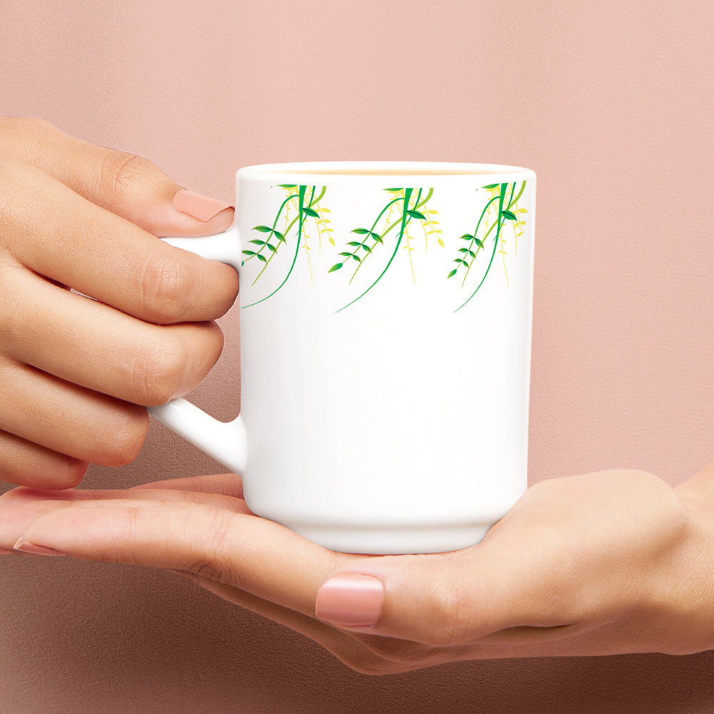 Larah by Borosil Green Herbs Mug Set, 100ml x 6