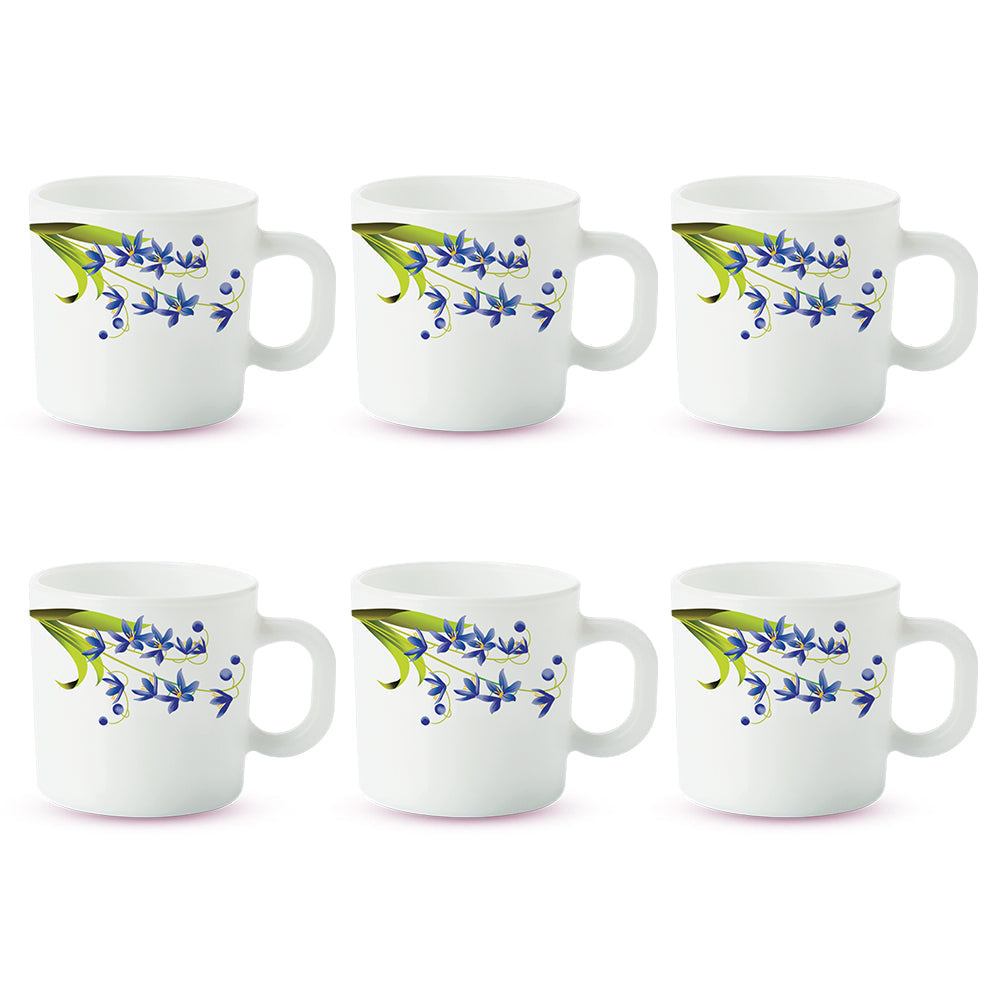 Larah by Borosil Lavender Mug Set, 180ml x 12