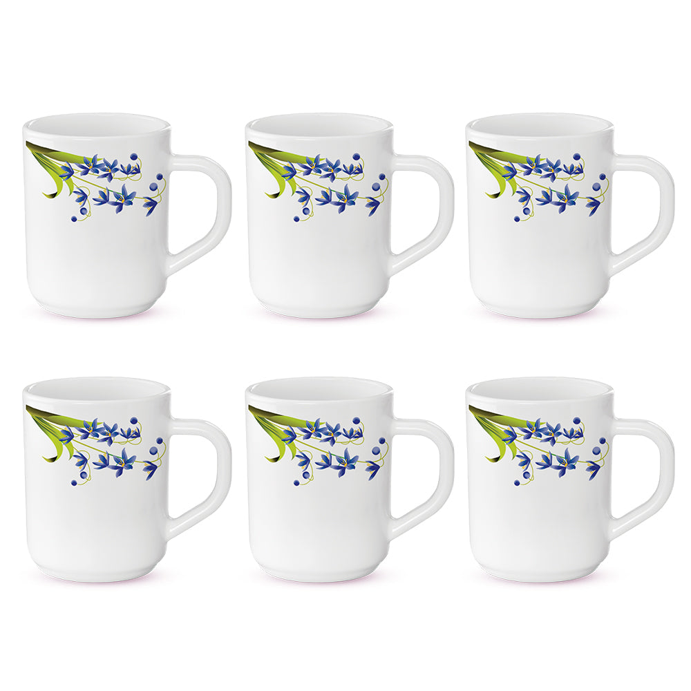Larah by Borosil Lavender Mug Set, 180ml x 12