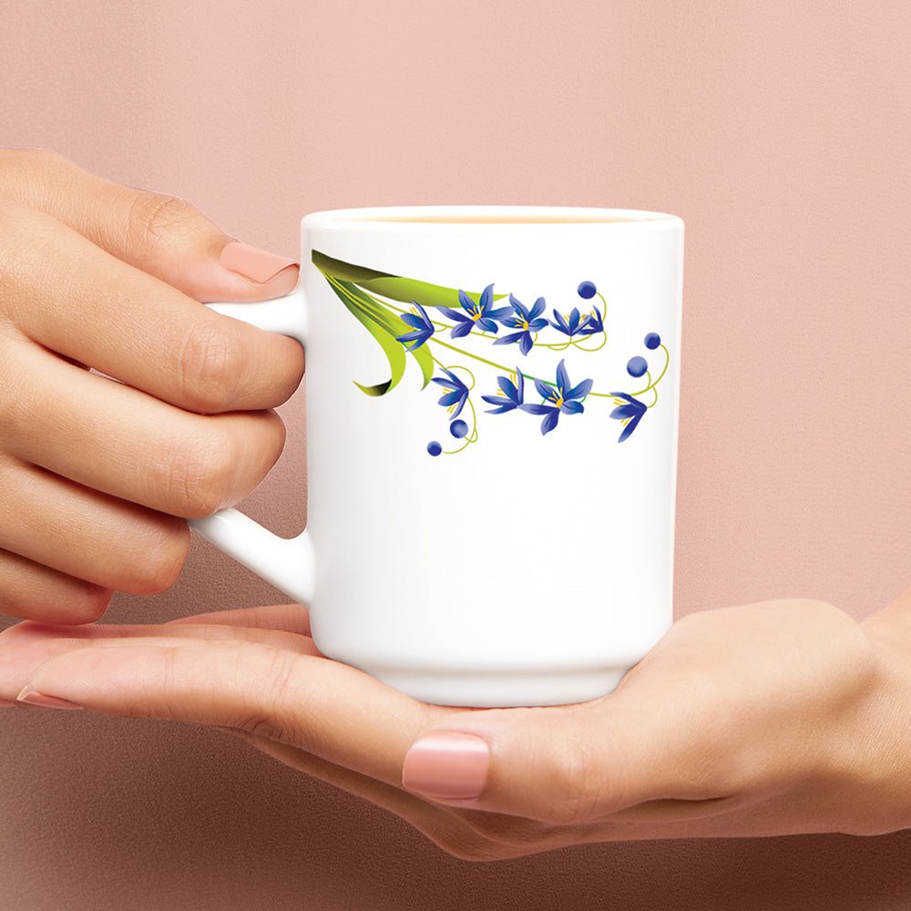 Larah by Borosil Lavender Mug Set, 180ml x 12