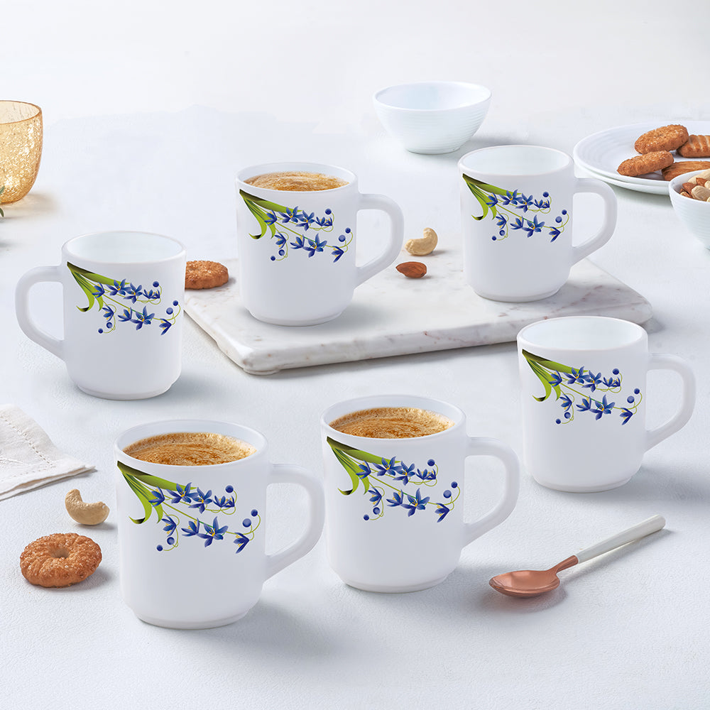 Larah by Borosil Lavender Mug Set, 240ml x 2