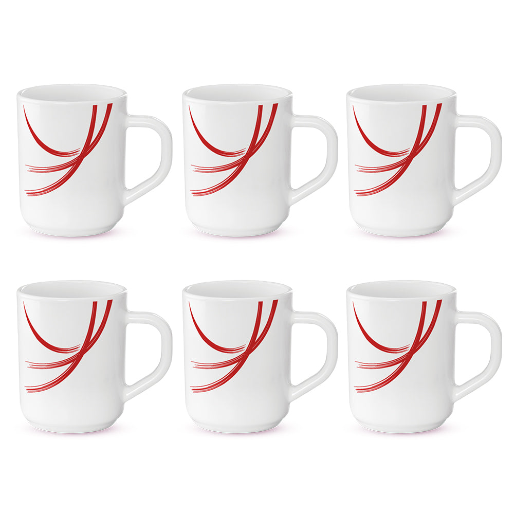 My Borosil Opalware Coffee Mugs & Travel Mugs Larah by Borosil Red Stella Mug Set