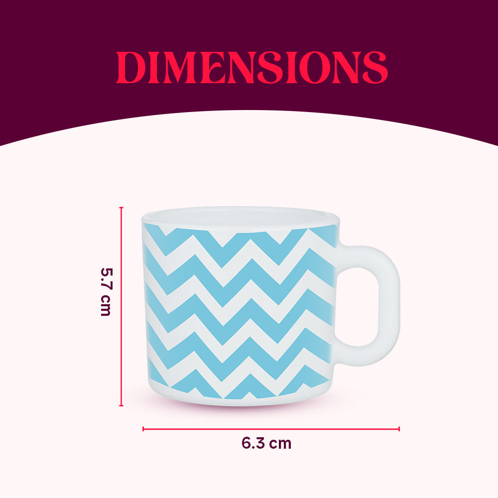 Larah by Borosil Sky Waves Mug Set, 180ml x 6