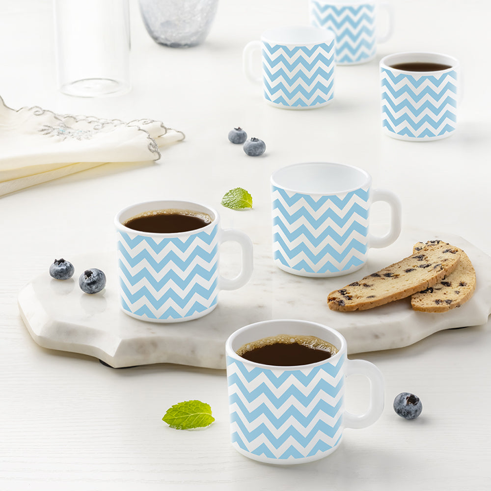 Larah by Borosil Sky Waves Mug Set, 240ml x 2