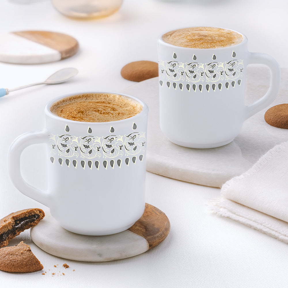 Larah by Borosil Ora Gold Mug Set, 240ml x 2