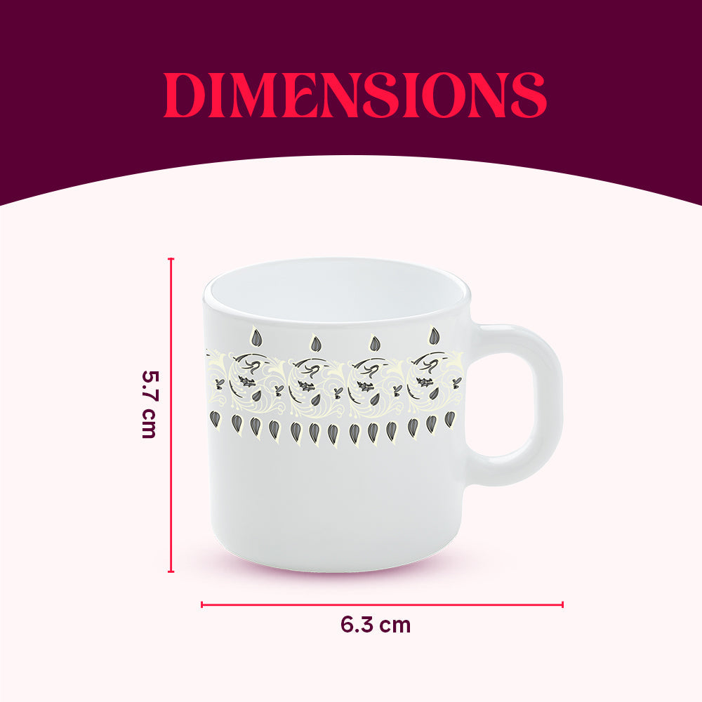 Larah by Borosil Ora Gold Mug Set, 100ml x 6