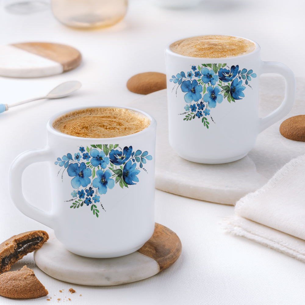 Larah by Borosil Pansy Mug Set, 240ml x 2