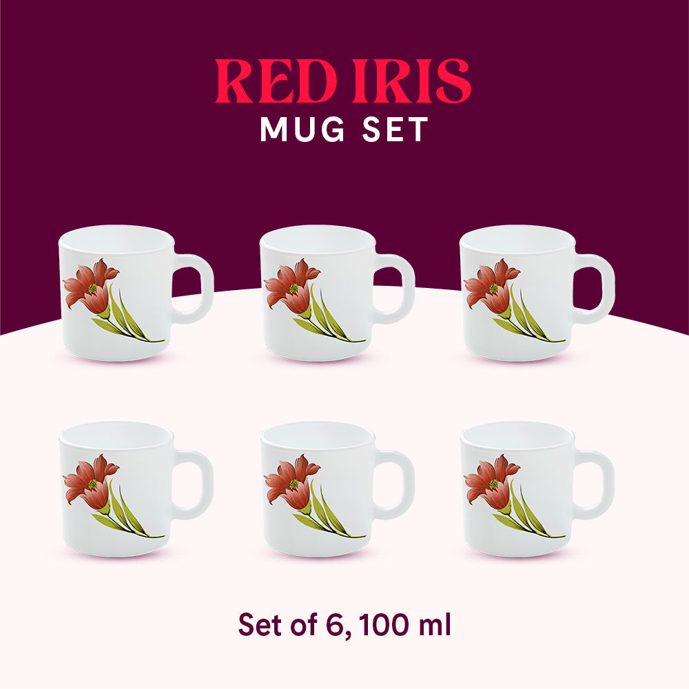 My Borosil Opalware Coffee Mugs & Travel Mugs Red Iris Mug Set