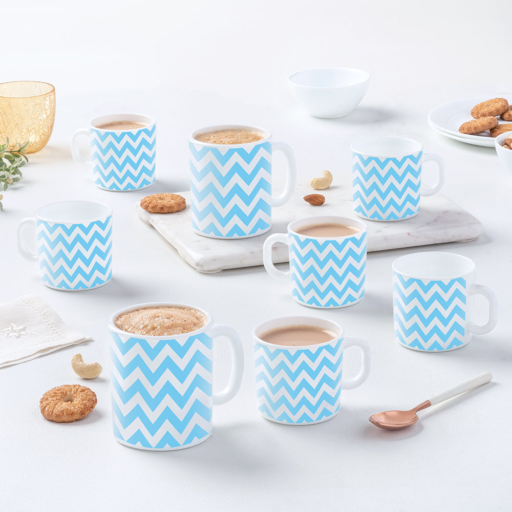 Larah by Borosil Sky Waves Mug Set, 180ml x 6