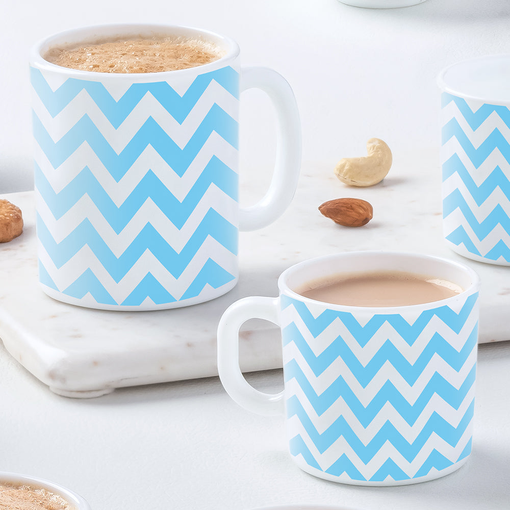 Larah by Borosil Sky Waves Mug Set, 180ml x 6
