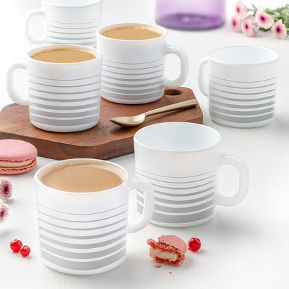 Larah by Borosil Urban Assorted Mug Set, 180ml x 6