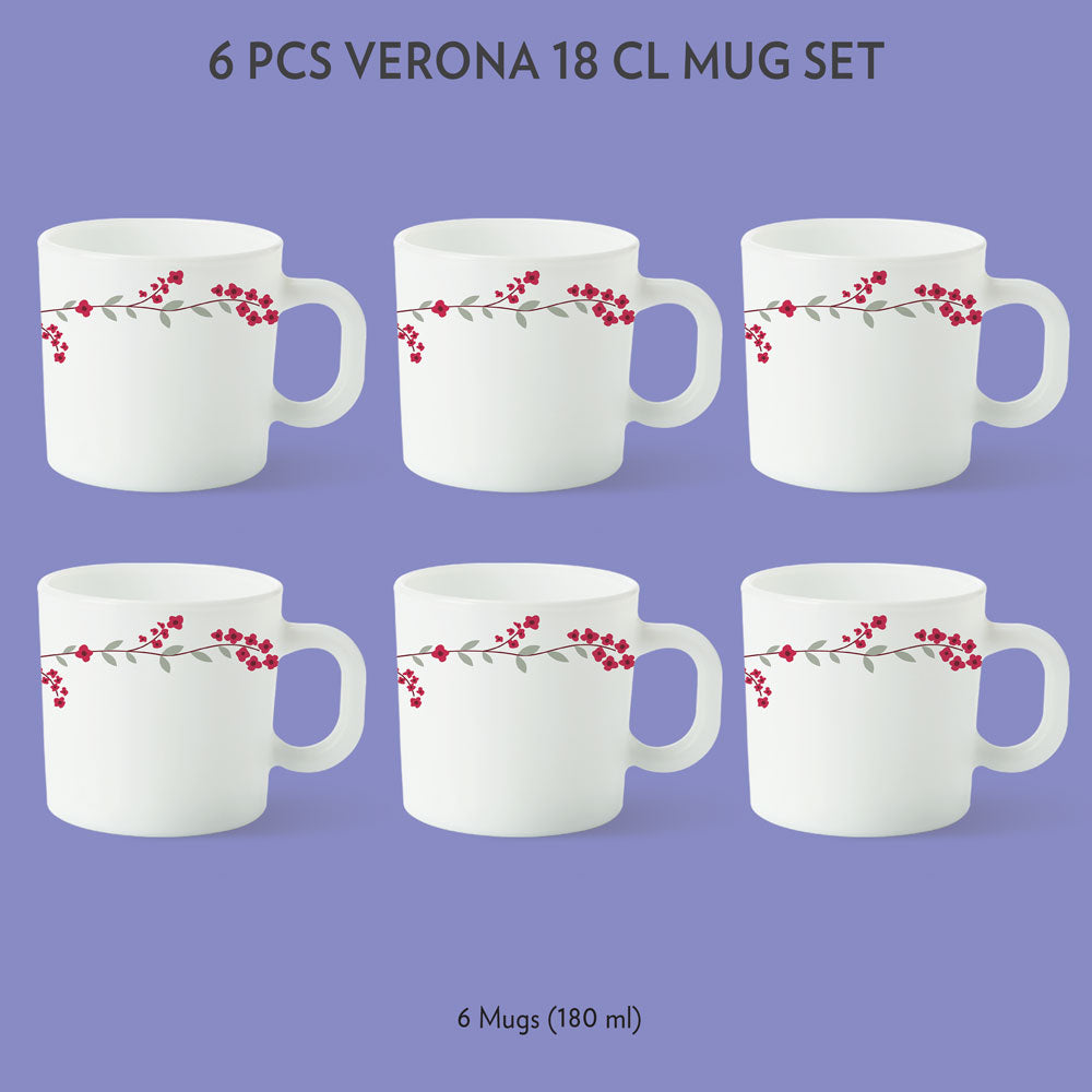 Larah by Borosil Verona Mug Set, 6 x 180ml