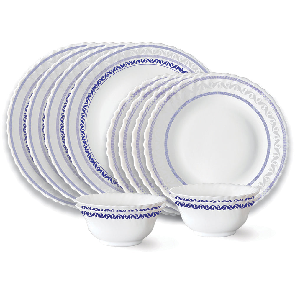 My Borosil Opalware Dinner Sets 12 pc Set: Serves 4 Larah by Borosil Jazzblue Dinner Set