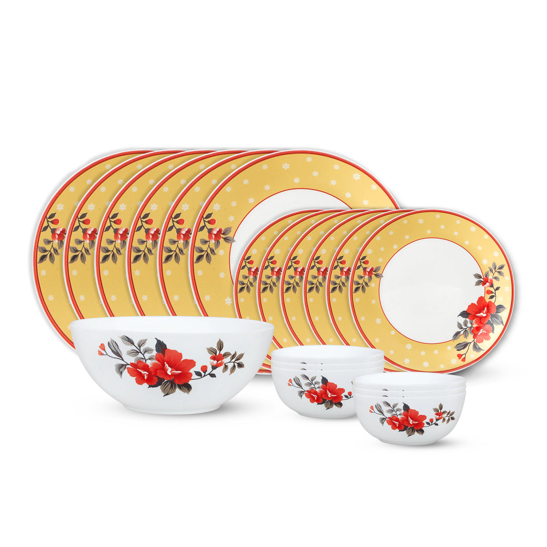 My Borosil Opalware Dinner Sets 19 pc Set: Serves 6 Larah by Borosil Pink Sapphire Dinner Set