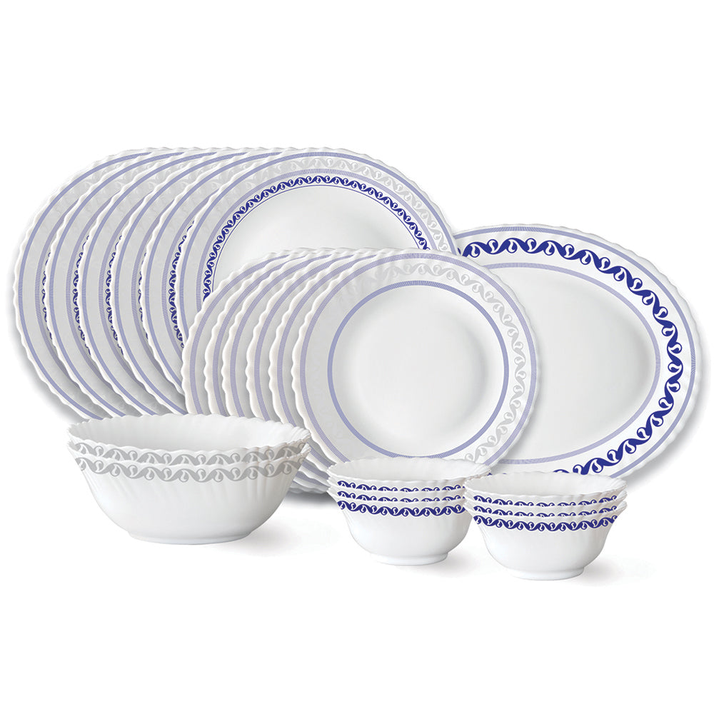 My Borosil Opalware Dinner Sets 21 pc Set: Serves 6 Larah by Borosil Jazzblue Dinner Set